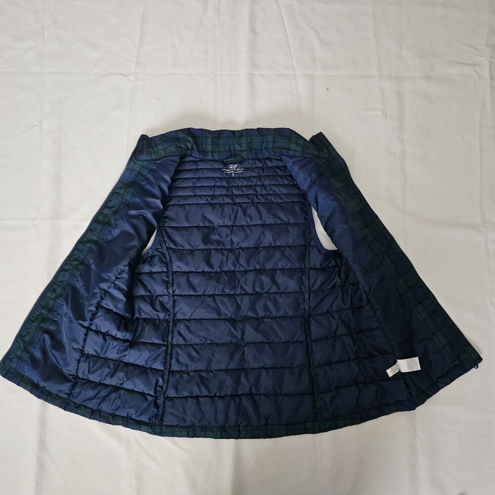 Vineyard Vines Women's Blue Green Tartan Plaid‎ Puffer Vest Jacket Size Small - Picture 6 of 11